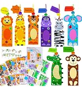 Winlyn 32 Sets Jungle Animal Crafts Kits DIY Jungle Safari Zoo Wild Animal Bookmarks Decorations ...