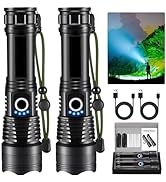Flashlights High Lumens Rechargeable, 2Pack Rechargeable Flashlights, 900000lm Super Bright Flash...