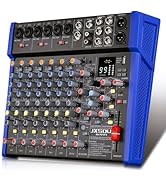 JXSOU Audio Mixer, 12-Channel DJ Mixer Bluetooth Studio Mixer with 99 DSP Effect USB Drive+48V Ph...