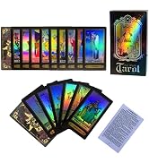 SUNHHX Tarot Cards Set, 78 Surface Laser Tarot Cards, Tarot Cards with English Instructions Book,...