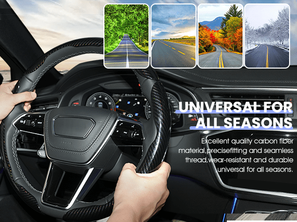 hiseanllo carbon fiber steering wheel cover universal for all seasons