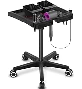 TASALON Salon Tray on Wheels - Adjustable Salon Service Rolling Tray Hairstylist for Salon Spa an...
