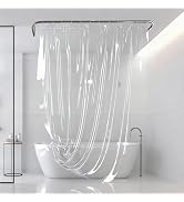 Baires Bath Shower Curtain Liner Clear - PEVA Waterproof Shower Curtain Liner with Plastic Hooks ...