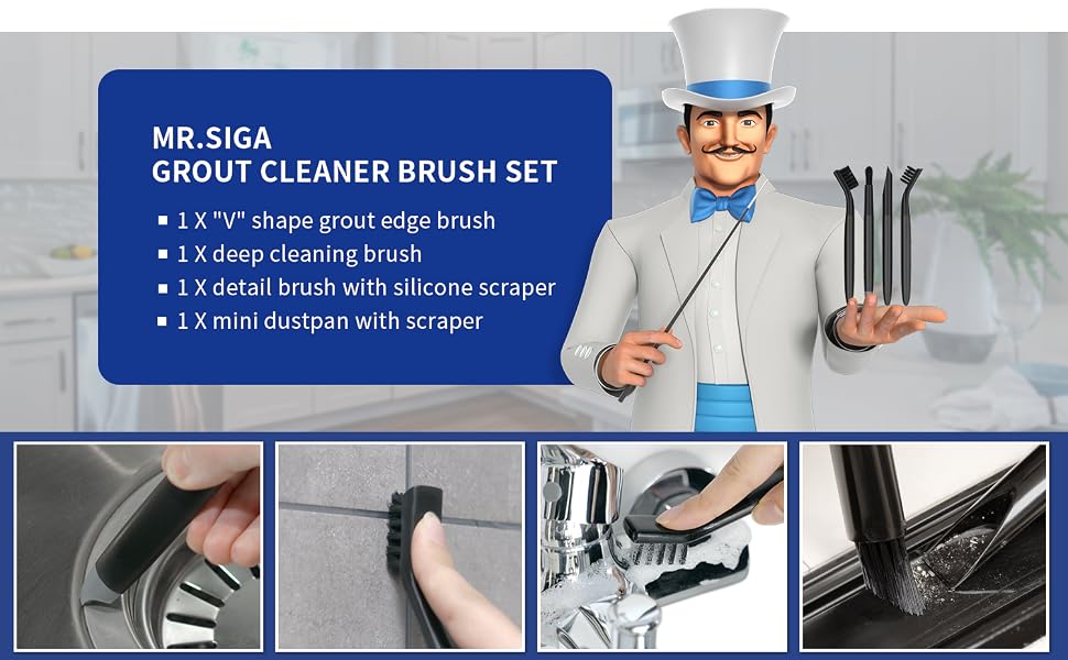 Grout Cleaner Brush Set, Detail Cleaning Brush Set