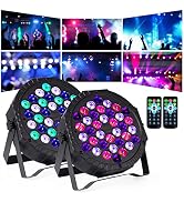 DJBoomy Stage Lights 36 DJ LED Par Light RGB Party Lights Uplights with Sound Activated Remote DM...