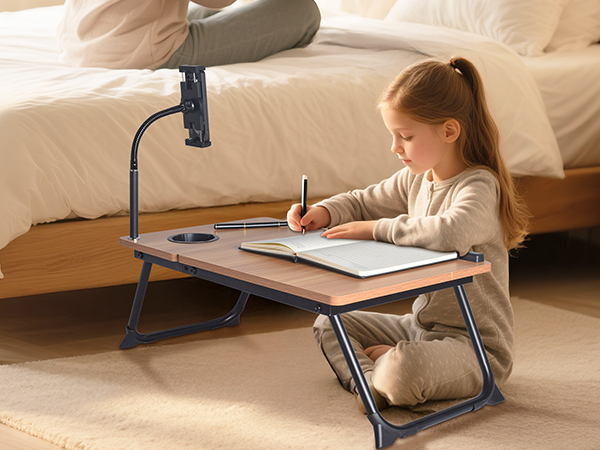 Portable Foldable Laptop Lap Desk with Gooseneck Tablet Holder Mount for Bed and Couch