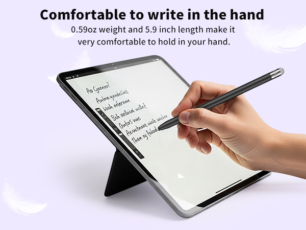 This touch screen pen is comfortable to hold