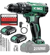 KIMO Hammer Drill - 20V 2X Battery Hammer Drill Cordless Drill Set, 350 In-lb Torque, 3/8