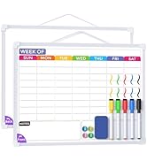 MaxGear Weekly Calendar Dry Erase Board for Wall, 16"x12" Small Hanging Double-Sided White Board ...