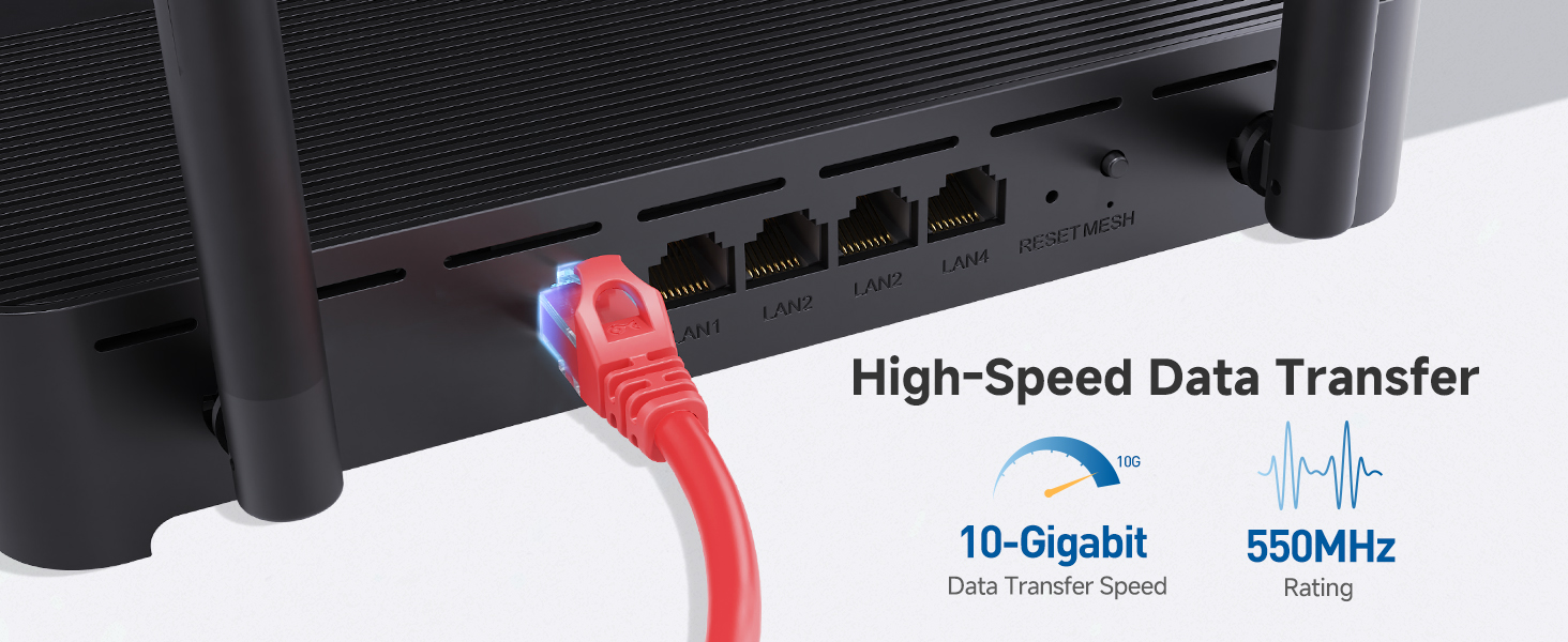 High-performance Cat6 network cable for LAN connections and internet