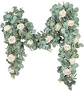 Eucalyptus Garland 6.56 Ft Lush Silver Dollar Eucalyptus Leaves Boxwood Artificial Faux Greenery ...