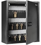 Uniclife 100 Position Slotted Key Cabinet with Combination &amp; Key Lock Resettable Black Digital Se...