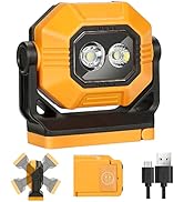 LED Rechargeable Work Light, 1500LM Portable COB Magnetic Lights with 3 Modes &amp; 360°Rotatable, IP...