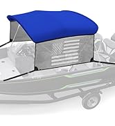 KEMIMOTO 3 Bow Bimini Top Replacement with Detachable Mesh Sidewalls 600D Marine Grade Canvas Hea...
