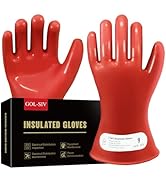 GOL-SIV 2.5kV Rubber Electrician Gloves,Class 00 Protective Work Gloves,Electric Shock Resistant ...