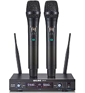 SIKUING Wireless Microphone System, Metal Dual Pro UHF Cordless Dynamic Mic, 2x30 Adjustable Freq...