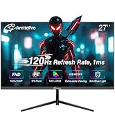 ArcticPro 27 inch Monitor 120Hz, FHD 1080p, Computer Monitor, IPS, 99% sRGB, Adaptive Sync, 1ms R...