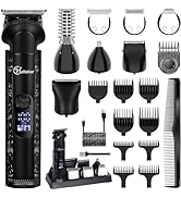 Hatteker 8-in-1 Mens Grooming Kit - Zero-Gap T-Blade Trimmer, IPX7 Waterproof Cordless Set with H...