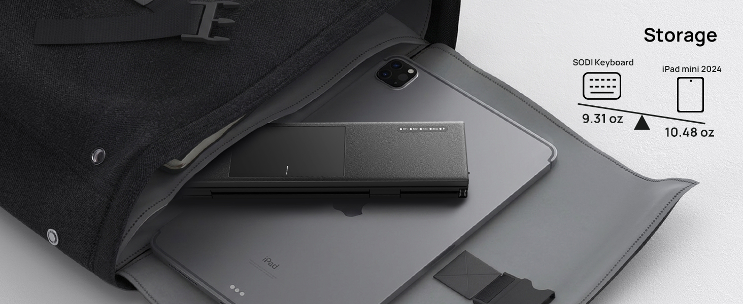 SODI Tri-Fold Portable Bluetooth Keyboard with Touchpad