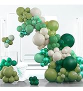 PartyWoo Retro Green Balloon Garland, 100 pcs Shades of Green Balloons Different Sizes Pack of 18...