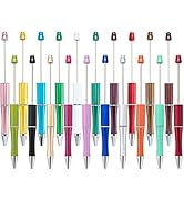 PASISIBICK 20 Colors Plastic Beadable Pens, Assorted Bead Pens for DIY PPL Gift with Shaft Black ...