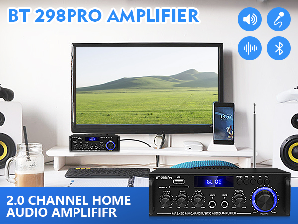 BT 298Pro Amplifier bluetooth receiver for home stereo receiver for speakers stereo amplifier