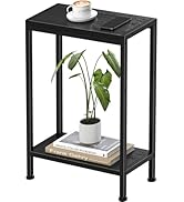 Narrow Side Table for Small Space, 2-Tier Small End Table with Shelf Holder in Living Room, Bedro...