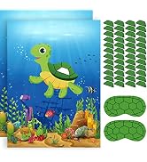 NEBURORA 2 Pack Pin The Shell on The Turtle Party Game 2 Large 21"x 28" Posters with 48pcs Sticke...