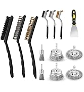 13 Pack Carbon Steel Wire Wheel Brush Set, Wire Brush for Drill, Nylon/Brass/Stainless Steel Bris...