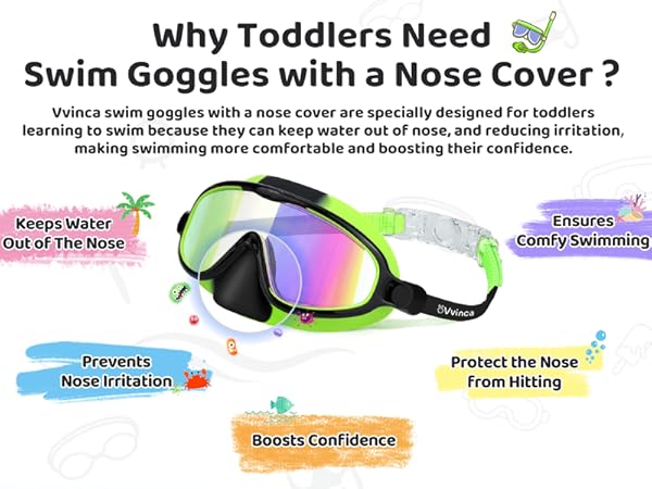 kids swim goggles with nose cover