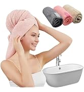 SURPRISE PIE Women Microfiber Hair Towel Wrap with Elastic Strap,Super Absorbent Anti Frizz Dryin...