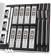 Nicpro 0.7 mm Mechanical Pencil Set with Case, 3 Metal Artist Pencil With 8 Tube HB Lead Refills,...