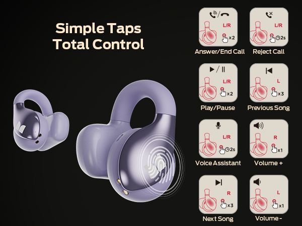 Touch Control Open Ear Earbuds