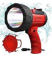BUYSIGHT Rechargeable Spotlight Flashlight, Hand held Spotlight 200,000 lumens Waterproof Flashli...