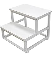 SZLHANJZ Nursery Step Stool, Wooden and Metal Foot Stool for Adult Kid, Steps for High Beds with ...