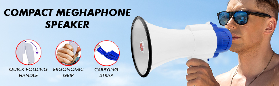 megaphones, bull horns, bull horn loud speaker, horn speaker, megaphone with mic, megaphone speaker