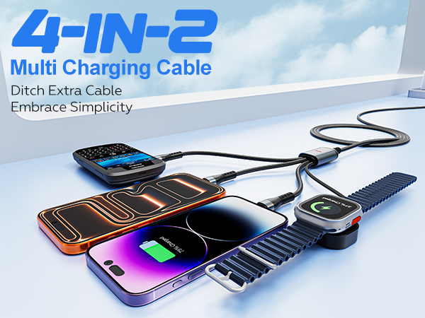 This is a 4 in 1 multi charging cable with apple watch charger usb c lightning micro usb