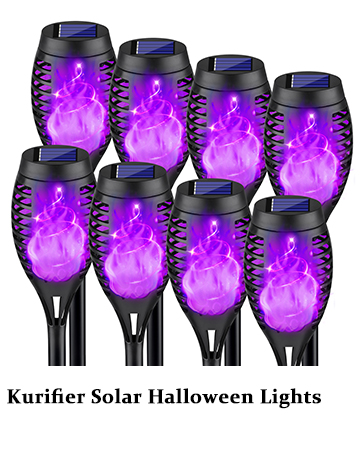 Solar halloween lights with purple flickering flame for halloween decorations