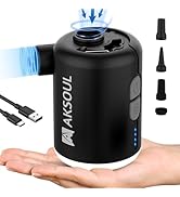AKSOUL Portable Air Pump for Inflatables: 3600 4000mAh Rechargeable Battery Powered Electric Pump...