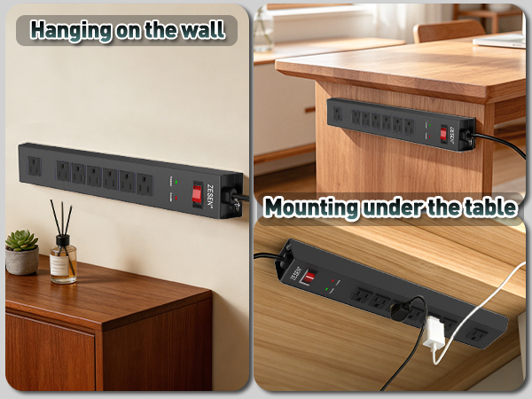 Garage workshop metal power strip surge protector with grounding
