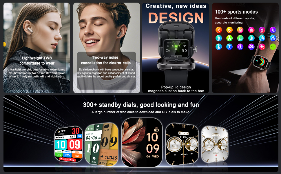 Smart Watch with Earbuds