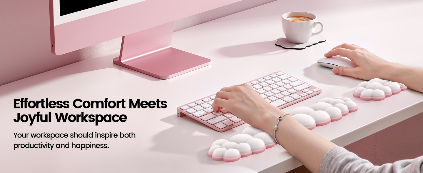 Cloud Wrist Rest Keyboard, Memory Foam Cloud Keyboard Wrist Pad with Ergonomic Support &amp;amp; Base