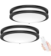 hepside 2Pack Flush Mount LED Ceiling Light with Remote, Dimmable&amp; 3000K-6500K Adjustable Ceiling...