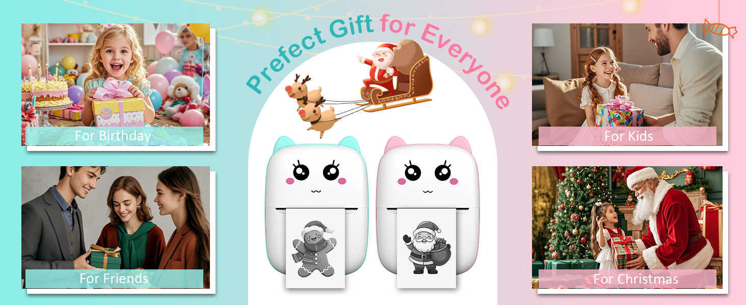 Mini Sticker Printer Thermal Printer Portable Sticker Maker, Bluetooth Inkless Printers