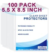 Aegero 100 Pack Clear Sheet Protectors, 5.5 x 8.5 inch Page Protectors for 3 Ring Binder,Top Load...
