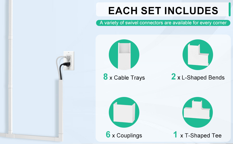 Cord Hider Kit, 113.6in TV Cable Hider