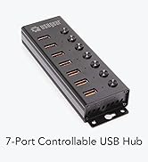 Usbgear 7-Port USB 3.2 Gen 2 Hub - 10Gbps, Individual Power Switches, and Mountable Design for Wo...