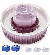 Lawfery Ceramic Cat Water Fountain, 2.1L/71oz Cat Fountain with 3 Carbon Filters and 2 Water Pump...