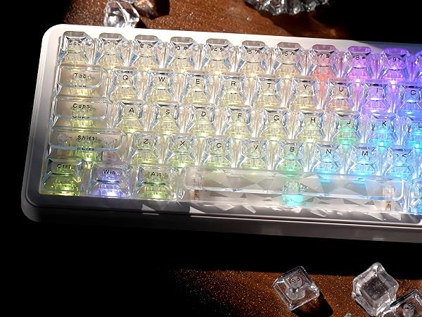 White Crystal jelly keycaps,thick pc keyboard caps