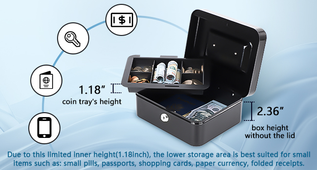 The lower compartment, with a height of 1.18&amp;#34;